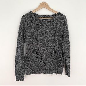 Express Distressed Zipper Sweater